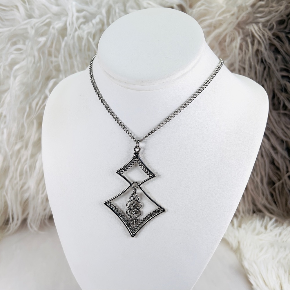 Pretty Lightweight Silvertone, Large Square Penda… - image 4